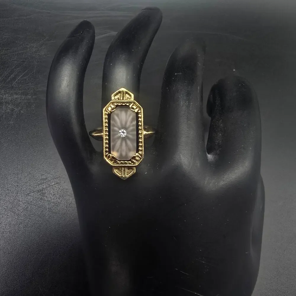 Avon 1977 Frost Lights Ring Size 7.25 Frosted Pink Gold Tone Vintage